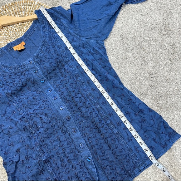 Sakkas Fedella Deep Scoop Neck Longsleeve Top Adjustable Back Straps Blue 1X/2X - Picture 13 of 14